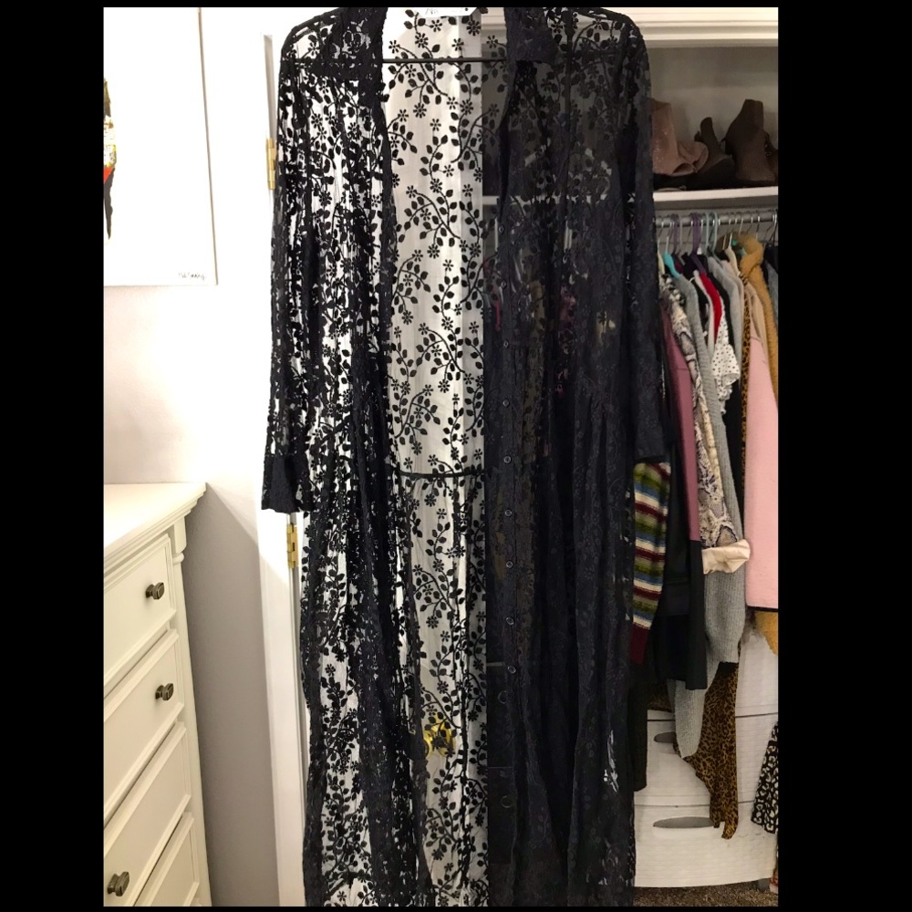 Zara black mesh midi dress/jacket